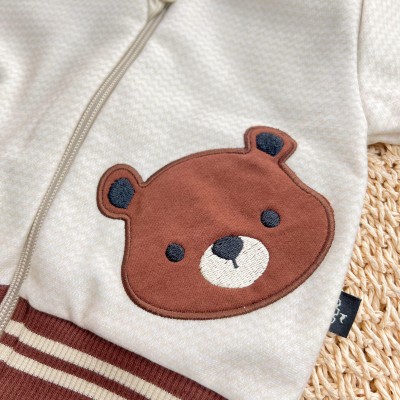 Conj. Jaqueta Ursinho com Pelinho e Calça de Moletom - Areia e Marrom